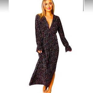 Nwt BuddyLove black &colorful rainbow colored detailing maxi dress